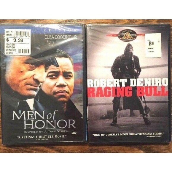 Lot of 2 DVD Movies Raging Bull Men of Honor DeNiro Scorcese Cuba Gooding Jr NWT - Picture 1 of 2
